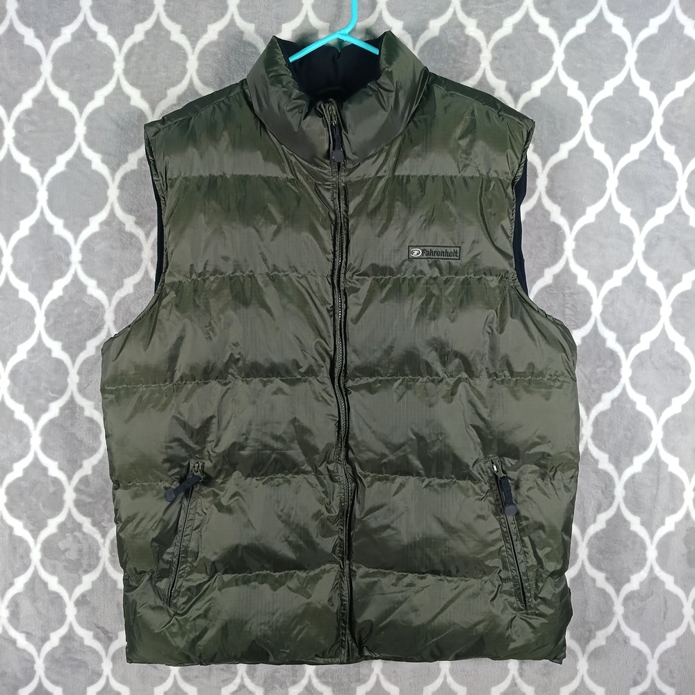 Fahrenheit Puffer‎ Vest Mens XL Olive Green Ripstop Fleece Lined Quilted Outdoor